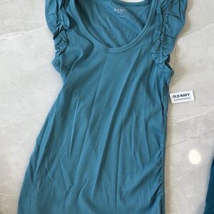 Maternity Old Navy Women's Teal Ruched Sleeve Blouse